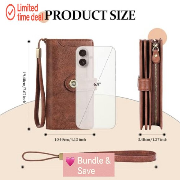 Large Capacity Leather RFID Blocking Bifold Wallet with Zipper Coin Pocket - Picture 6 of 8